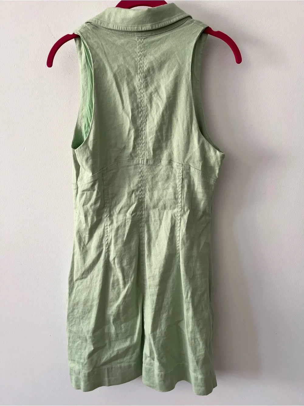NWT Maeve Anthropology Green Sleeveless Button-Front Mini Dress Sz MP - Picture 6 of 11